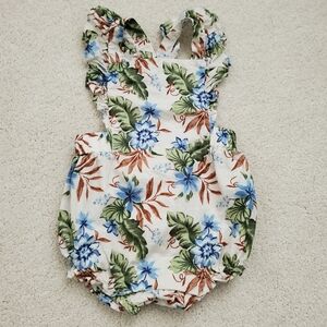 Janie and Jack Baby Girls Tropical Floral Romper Sunsuit sz3-6m